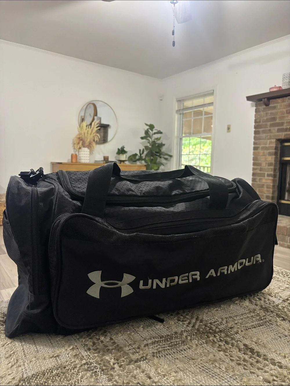 Under Armour Black Weekend Duffel Traveling Bag with Silver Logo